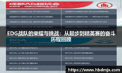 EDG战队的荣耀与挑战：从起步到精英赛的奋斗历程回顾